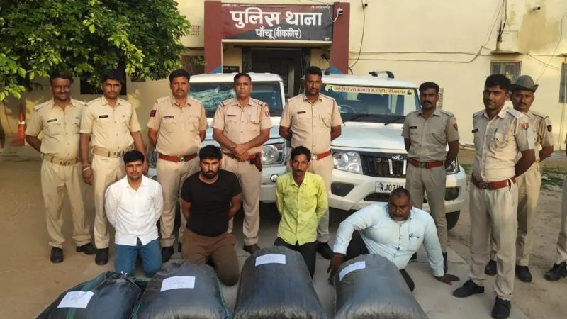 पांचू पुलिस की अवैध मादक पदार्थों के खिलाफ कार्रवाई: 54 किलो डोडा पोस्त के साथ 4 तस्कर पकड़े, दो वाहन जब्त