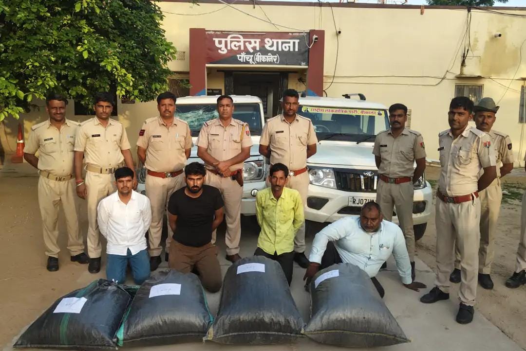 पांचू पुलिस की अवैध मादक पदार्थों के खिलाफ कार्रवाई: 54 किलो डोडा पोस्त के साथ 4 तस्कर पकड़े, दो वाहन जब्त